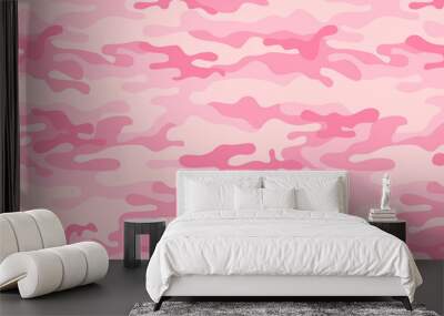 Pink texture military camouflage repeats seamless army hunting background. Girly Camo print Wall mural