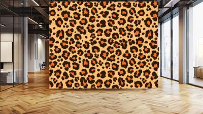 Print leopard pattern texture repeating seamless orange black Wall mural