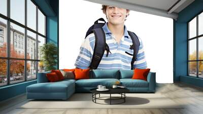 17 years old Happy American male student going to school on PNG transparent background Wall mural