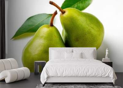 Fresh pears white background  Wall mural