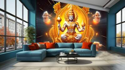 golden hindu god statue wallpaper created with Generative AI  Wall mural