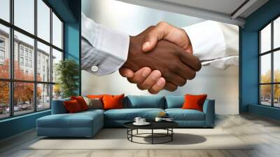 Handshake Agreement: Two business professionals shaking hands in agreement after a successful negotiation or deal Wall mural