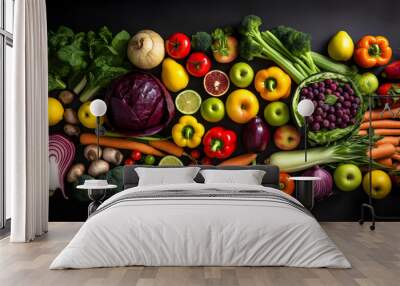 mix vegetables on a white background top view created with Generative AI Wall mural