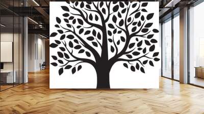 tree icon black on white background Wall mural