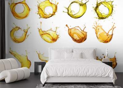 A collection of  Oil splash isolated on transparency background PNG Wall mural