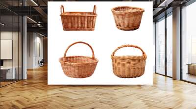 Collection of basket with shadow, on transparency background PNG Wall mural