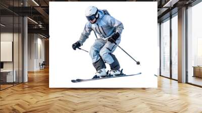 Collection of  Floating Sportsman in a ski suit, snow skiing isolate on transparency background PNG Wall mural