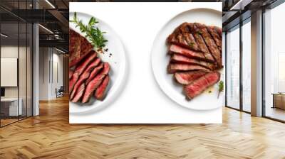 Collection of grilled steak on plate on isolate transparency background, PNG Wall mural