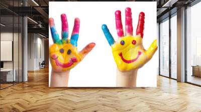 colorful painted child cute hand on transparency background PNG Wall mural