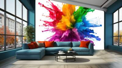 explosion of pride rainbow paint isolate on transparency background PNG Wall mural