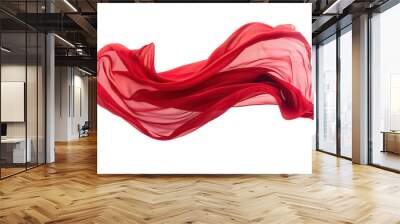 floating red fabric blowing isolate on transparency background PNG Wall mural