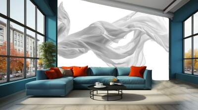 floating white fabric blowing isolate on transparency background PNG Wall mural