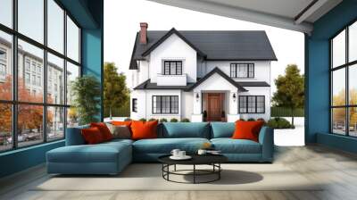 House illustration on isolate transparency background, PNG Wall mural