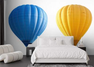 set of floated green hot-air balloon isolate on transparency background png Wall mural