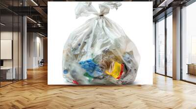 style plastic bag with trash isolated on transparency background PNG Wall mural