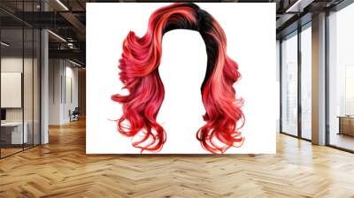 Stylish women hair wig, fashionable hairstyle isolate on transparency background Wall mural