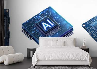 Technology Blue CPU computer microchips with 