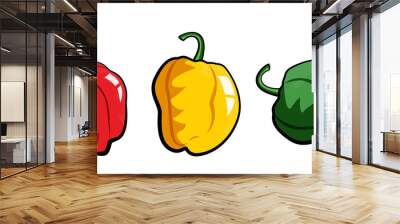 Scotch bonnet pepper cartoon illustration vector icon set Wall mural