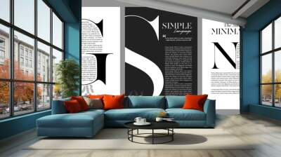 Editable modern minimal drop cap layout design set of templates Wall mural