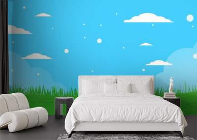 animated garden background. 2d grassland background, cartoon garden illustration Wall mural