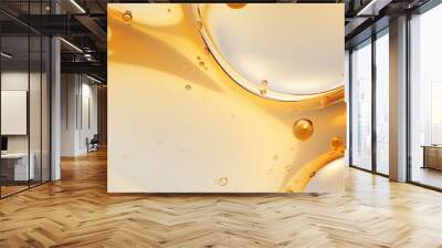 Abstract background of golden liquid with bubbles. Wall mural