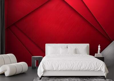 Abstract red and silver geometric background with texture. Wall mural