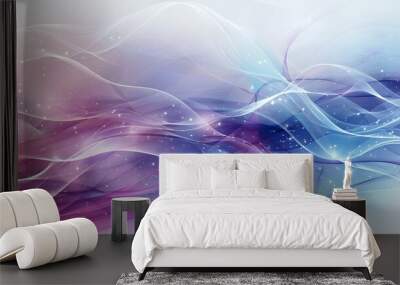 Abstract waves in soft colors creating a serene and dynamic visual effect. Wall mural