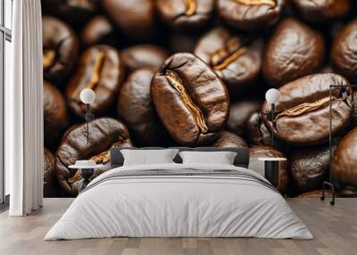 Close-up of roasted coffee beans. Wall mural