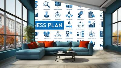 Business Plan icon set. Banner plan concept. Containing planning, schedule, strategy, analysis, tasks, goal. Action plan banner web icon vector Wall mural