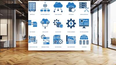 Data centers icon. Data Storage, Server, Network Connectivity, Cloud Computing, Backup, Server Maintenance, Security, Data Management, Virtualization and Data Recovery icon set. Wall mural