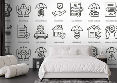 Insurance icon. Insurance Policy, Risk Coverage, Insurance Premium, Policyholder, Claim Processing, Business Insurance icon Wall mural