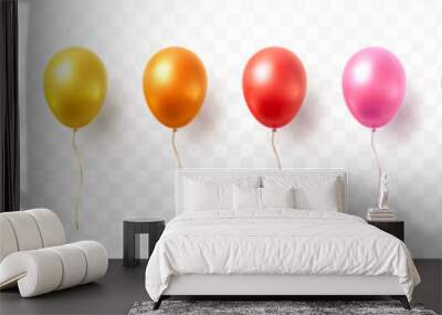 balloon set isolated on transparent background. vector realistic gold, silver, white, golden colorfu Wall mural