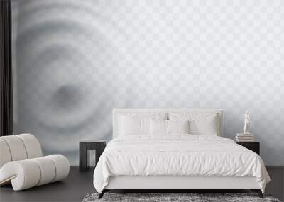 Ripple, splash water waves surface from drop isolated on transparent background. White sound impact effect top view. Vector circle liquid shampoo, cream or gel swirl round texture template Wall mural