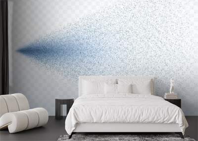 Water spray effect isolated on transparent background. Realistic fountain, air freshener, shower or watering system for lawn. Vector mist or fog particles stream template. Wall mural