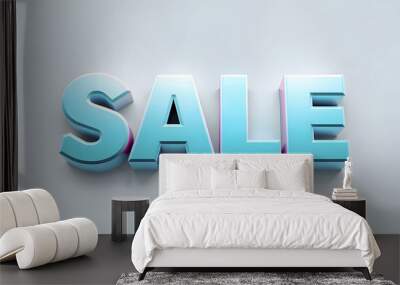 3d sale text isolated with white highlights, png Wall mural