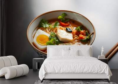 Asian Tofu Soba Noodle Bowl isolated with white highlights, png Wall mural