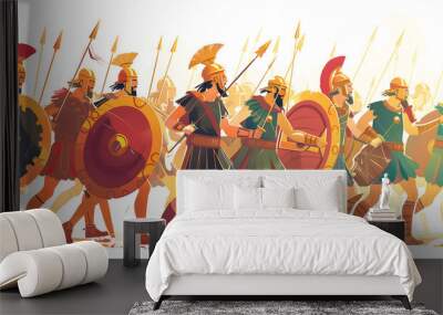 battle of carthage depiction - invasion of the carthaginian army isolated on white background, flat design, png Wall mural