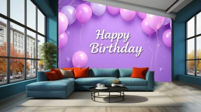 Beautiful violet balloon background celebration birthday banner template vector illustration isolated with white highlights, png Wall mural