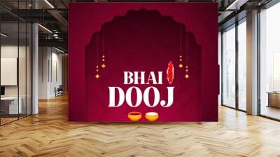 Happy Bhai Dooj vector illustration design for social media. Bhai Dooj on colorful creative art style background template. simple illustration of bhai dooj with Indian festival background
 Wall mural