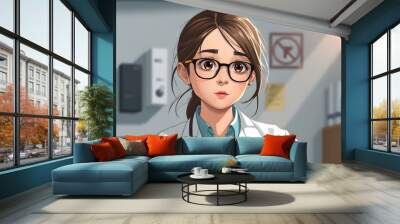 Girl at the psychologist isolated with white highlights, png Wall mural