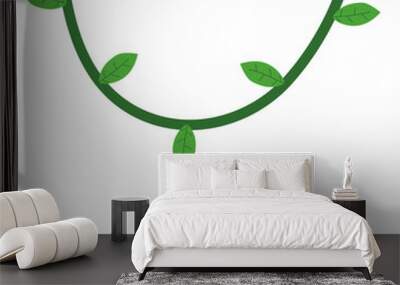 Jungle frames. Green vine. Tree foliage. Rainforest liana. Cartoon plants. Creeper branch. Grass and wood leaf signs. Wall mural