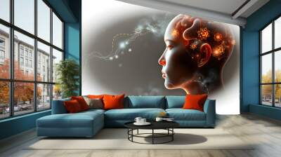 The concept of the study of the psyche  isolated with white highlights, png Wall mural