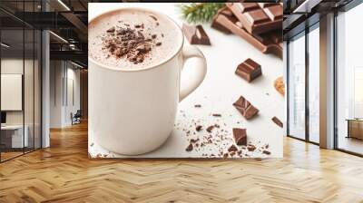 Cup of hot cocoa made with dark chocolate Wall mural