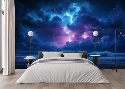 thunderstorm brewing over the ocean dark cloud Wall mural