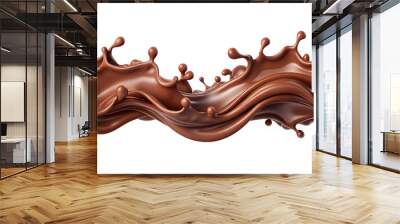 Chocolate splash border seamless pattern, 3d Realistic. isolated on White  Wall mural