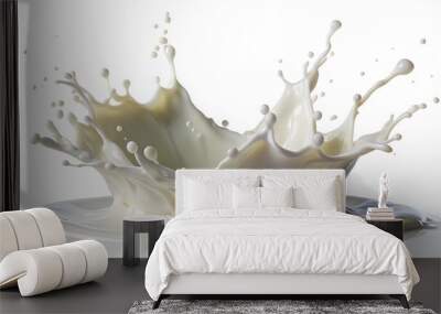 Milk Splashing isolated on white background Wall mural