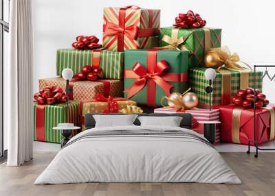 Pile of gifts isolated on white background. Clipping path Wall mural