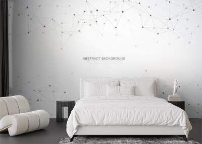 Abstract polygonal background with connecting dots and lines. Global network connection, digital technology and communication concept. Wall mural