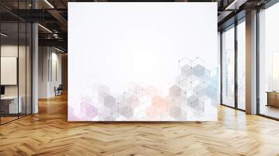 Hexagons pattern. Geometric abstract background with simple hexagonal elements. Medical, technology or science design. Wall mural