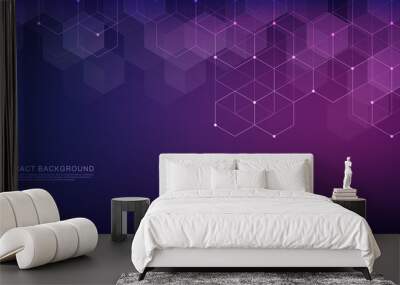 Vector hexagons pattern. Geometric abstract background with simple hexagonal elements. Medical, technology or science design. Wall mural